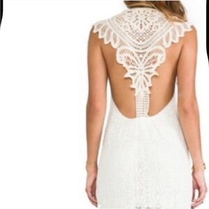 Jen's Pirate Booty Maxi Midi Dress in White Cotton Gauze Crochet Open Back S